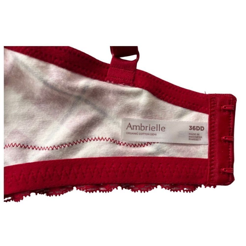 Ambrielle Organic Cotton Demi Classic Racerback Red Plaid Bra Size 38DD - Picture 5 of 11
